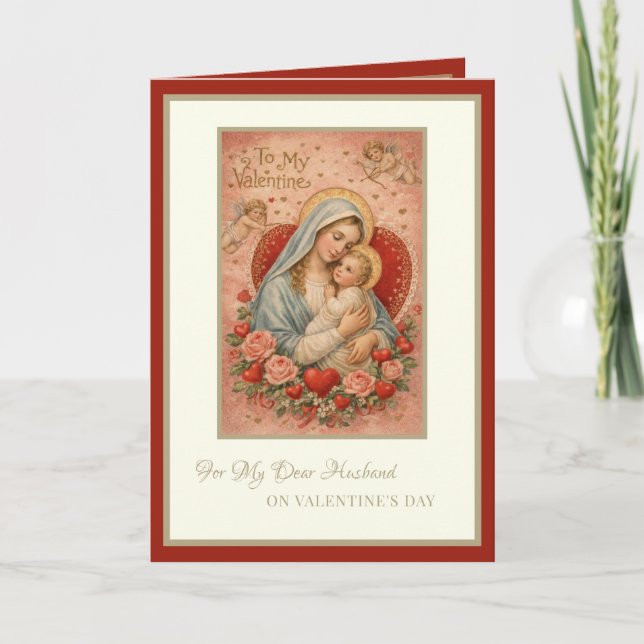 Cartes Pour Fêtes Annuelles Catholic Valentines Day Husband Mary Jesus (Devant)