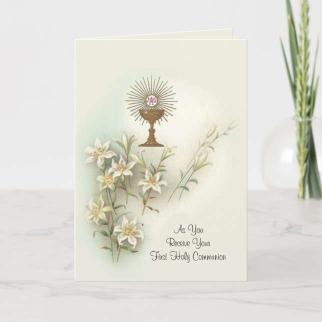 Cartes Pour Fêtes Annuelles Catholicisme traditionnel de First Holy Communion (Devant)