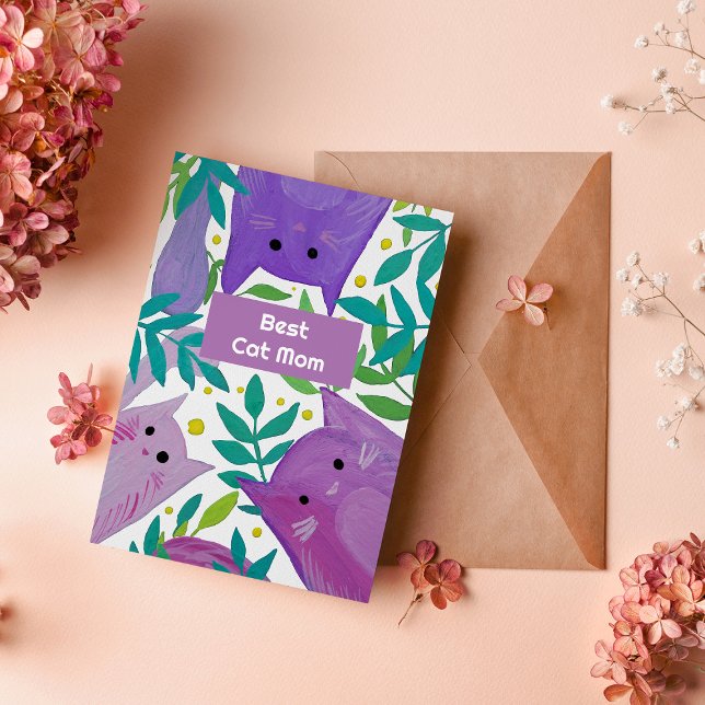 Cartes Pour Fêtes Annuelles Cats and branches Best cat mom day Holiday Card (Créateur téléchargé)