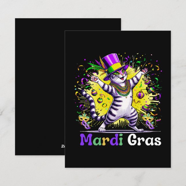 Cartes Pour Fêtes Annuelles Cats Kitten Kitty Mardi Gras Festival (Devant / Derrière)