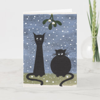 Cartes Pour Fêtes Annuelles cats under mistletoe