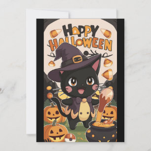 Cartes Pour Fêtes Annuelles Cauldron Editable Halloween heureux