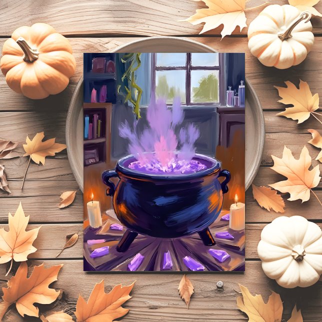Cartes Pour Fêtes Annuelles Cauldron Halloween Éffrayant (Créateur téléchargé)