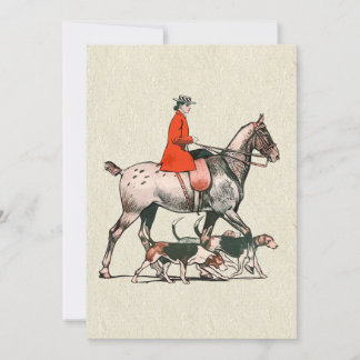 Cartes Pour Fêtes Annuelles Cavalier Équestre Vintage Élégant avec Chiens de C