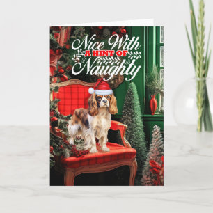 Cartes Pour Fêtes Annuelles Cavalier Espagnol Chien de Noël Naughty ou Nice