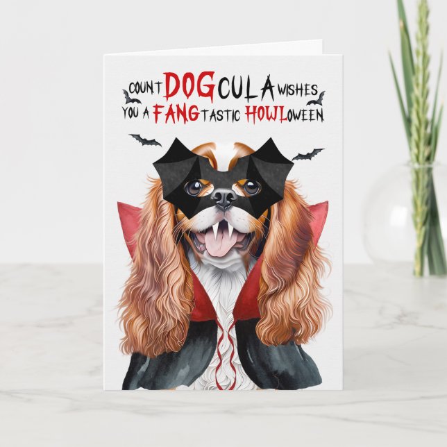 Cartes Pour Fêtes Annuelles Cavalier King Charles Chien Count DOGcula Hallowee (Devant)