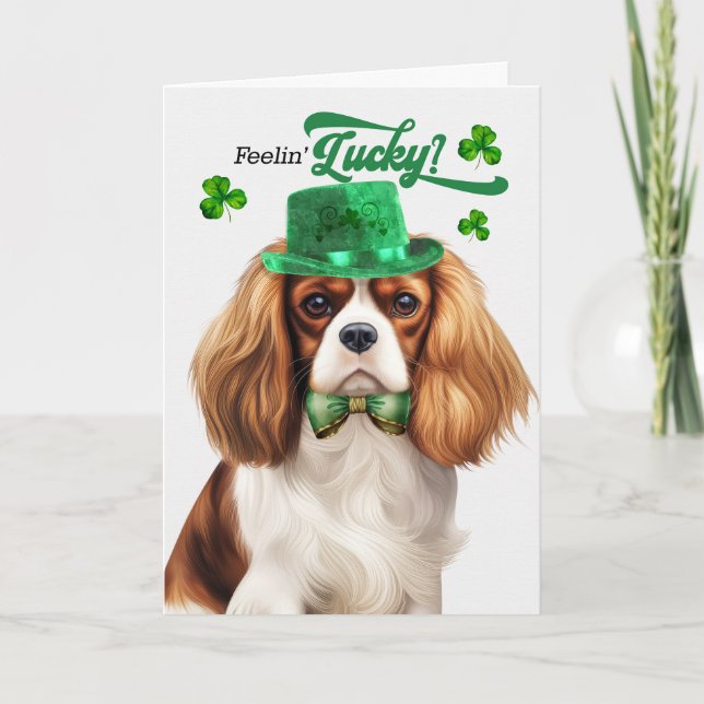 Cartes Pour Fêtes Annuelles Cavalier King Charles Chien Saint Patrick (Devant)