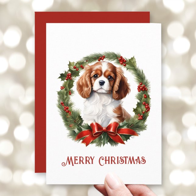 Cartes Pour Fêtes Annuelles Cavalier King Charles Spaniel Amoureux des chiens  (Cavalier King Charles Spaniel Dog Lover Christmas Holiday Card)