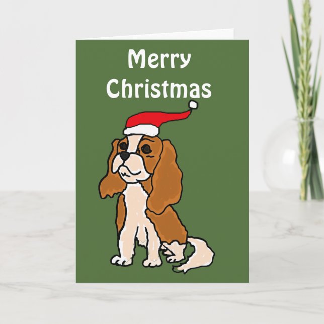 Cartes Pour Fêtes Annuelles Cavalier King Charles Spaniel Art de Noël (Devant)