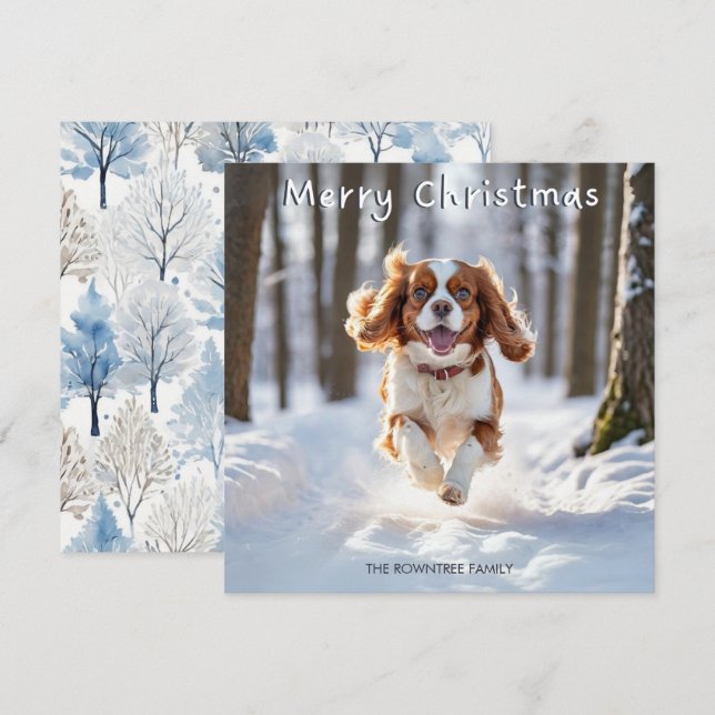 Cartes Pour Fêtes Annuelles Cavalier King Charles Spaniel Chien Joyeux Noël (Devant / Derrière)