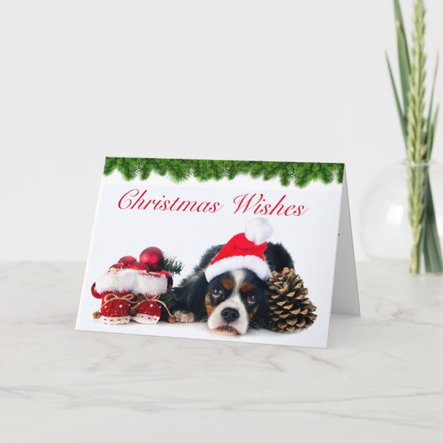 Cartes Pour Fêtes Annuelles Cavalier King Charles Spaniel Chien Noël (Devant)