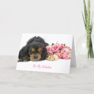 Cartes Pour Fêtes Annuelles Cavalier King Charles Spaniel Et Rose Valentine