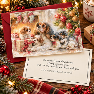 Cartes Pour Fêtes Annuelles Cavalier King Charles Spaniel Mère Chiots