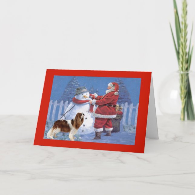 Cartes Pour Fêtes Annuelles Cavalier King Charles Spaniel Noël Snowman (Devant)