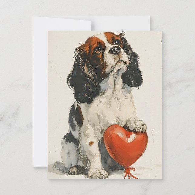 Cartes Pour Fêtes Annuelles Cavalier King Charles Spaniel Saint-Valentin (Devant)