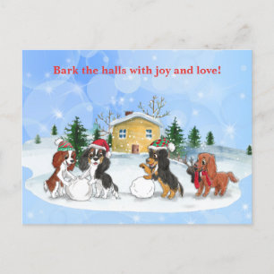 Cartes Pour Fêtes Annuelles Cavalier King Charles Spaniels Construire un Snowm