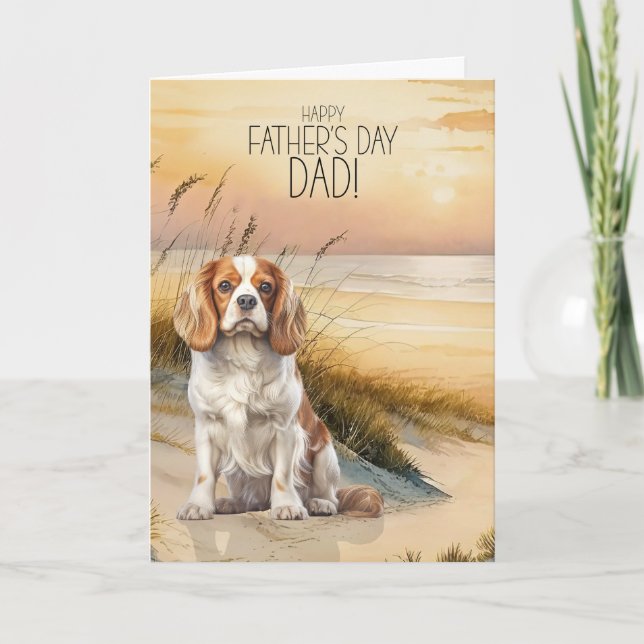 Cartes Pour Fêtes Annuelles Cavalier King Charles Sunset Beach Father's Day (Devant)