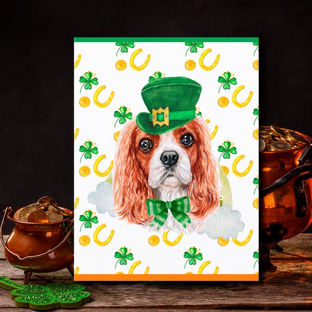 Cartes Pour Fêtes Annuelles Cavalier King Chien Shamrock Saint Patricks Day (Créateur téléchargé)