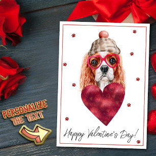 Cartes Pour Fêtes Annuelles Cavalier King Espagnol Amoureux des chiens Valenti
