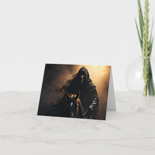 Cartes Pour Fêtes Annuelles Cavalier noir Halloween (Devant)