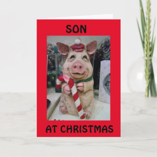 CARTES POUR FÊTES ANNUELLES CE PETIT PIGGY DIT MERRRY NOËL *FILS*