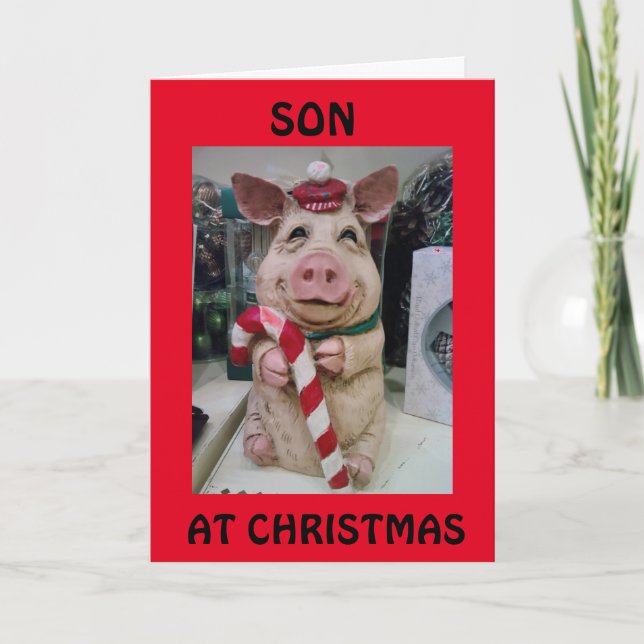 CARTES POUR FÊTES ANNUELLES CE PETIT PIGGY DIT MERRRY NOËL *FILS* (Devant)