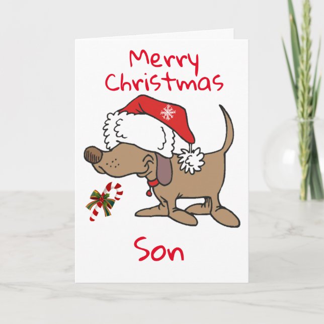CARTES POUR FÊTES ANNUELLES CE PETIT PUPPY DIT **MERRY CHRISTMAS SON** (Devant)