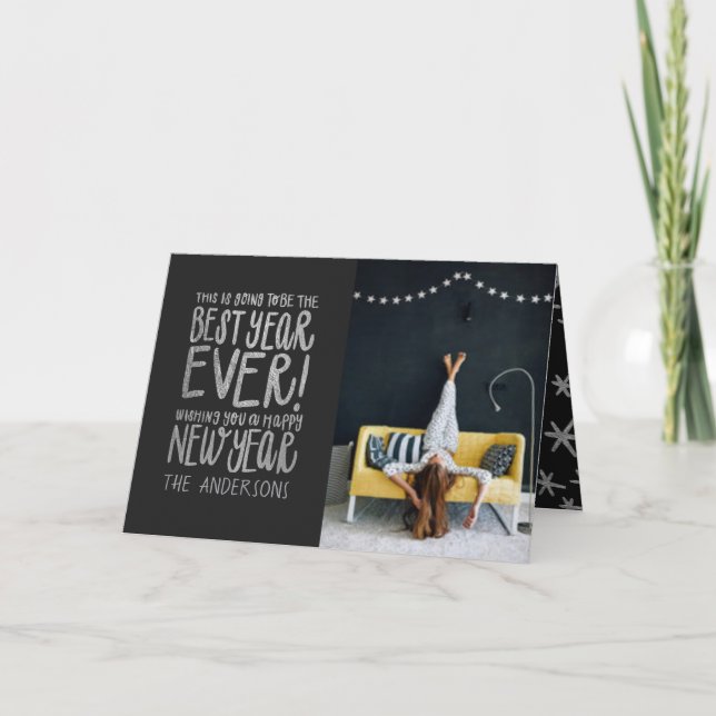 CARTES POUR FÊTES ANNUELLES CE SERA LA MEILLEURE ANNÉE QUE JAMAIS ! ARGENT (Devant)