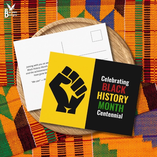 Cartes Pour Fêtes Annuelles Celebrating Black History Month Centennial (BLACK HISTORY MONTH CENTENNIAL card to celebrate 100 Years of Black Pride. Design incl power fist)