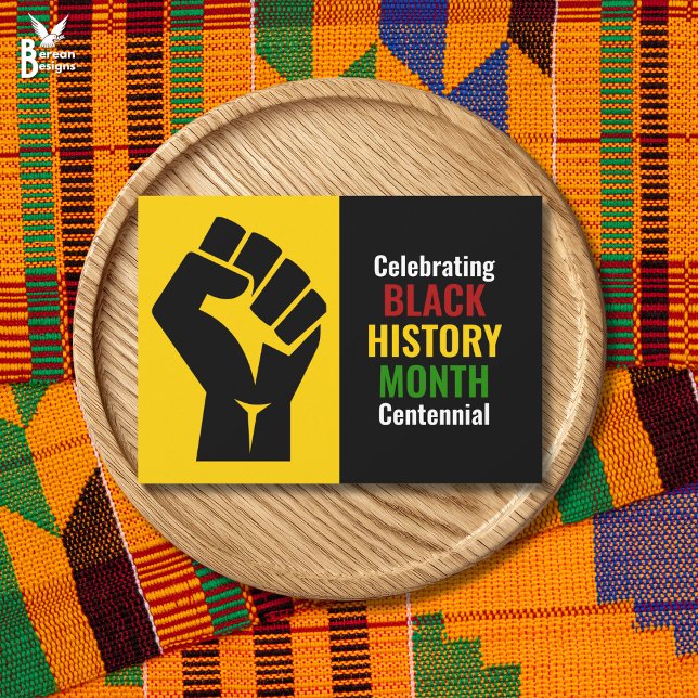 Cartes Pour Fêtes Annuelles Celebrating Black History Month Centennial (Celebrating Black History Month Centennial flat card with black power fist design. Ideal for BHM 100)
