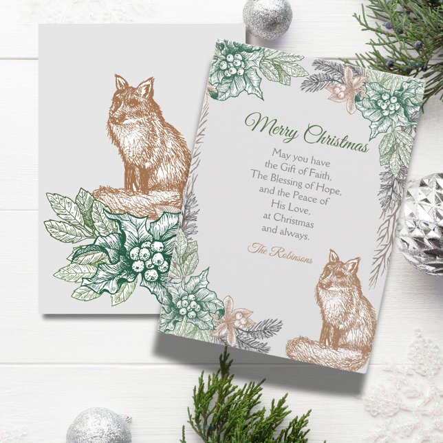 Cartes Pour Fêtes Annuelles Célébration De Noël Avec Wolf Et Wilderness Hol (Créateur téléchargé)