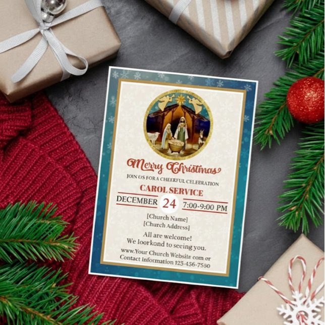 Cartes Pour Fêtes Annuelles Célébration de Noël de l'Église chrétienne religie (Créateur téléchargé)