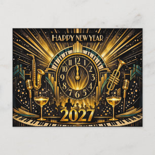 Cartes Pour Fêtes Annuelles Célébration de Nouvel An Jazz Glamour Art Déco en 