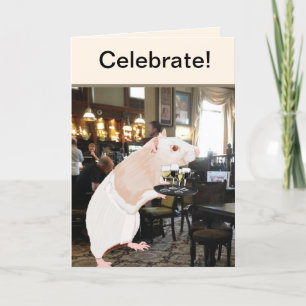 Cartes Pour Fêtes Annuelles Célébration de Rat Waiter Surreal