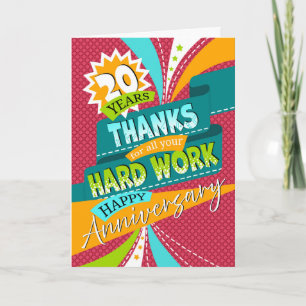 Cartes Pour Fêtes Annuelles Célébration des 20 ans de l'employé, ambiance amus