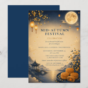 Cartes Pour Fêtes Annuelles Célébration élégante de la fête de la mi-automne I