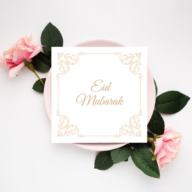 Cartes Pour Fêtes Annuelles Célébration élégante et joyeuse Eid Moubarak dorée (Créateur téléchargé)