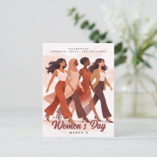 Cartes Pour Fêtes Annuelles Célébration moderne de la Journée des femmes heure