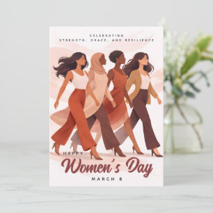 Cartes Pour Fêtes Annuelles Célébration moderne de la Journée des femmes heure