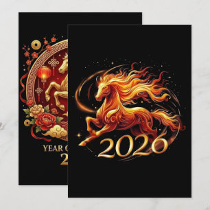 Cartes Pour Fêtes Annuelles Célébrations de l'Année chinoise du Cheval 2026