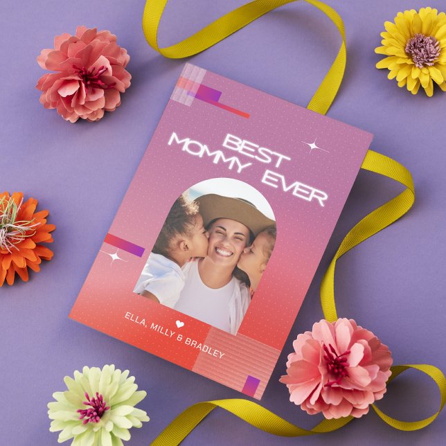 Cartes Pour Fêtes Annuelles Céleste MEILLEUR MOMENT JAMAIS Fête des Mères Phot (Créateur téléchargé)