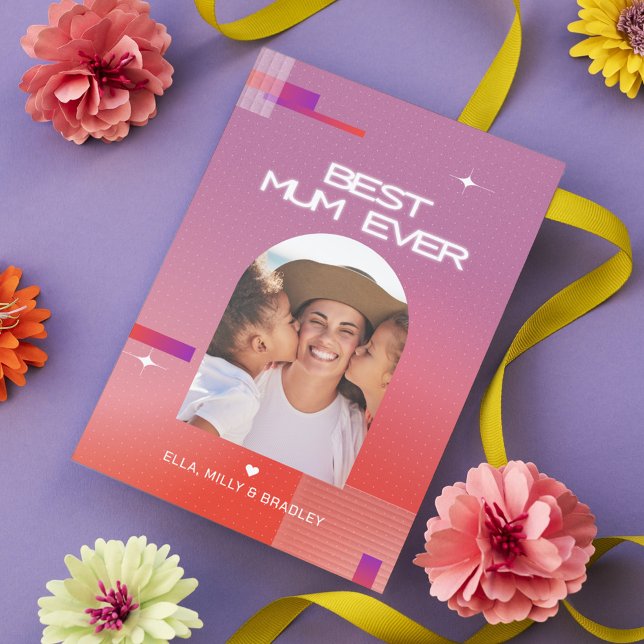 Cartes Pour Fêtes Annuelles Céleste MEILLEURE MÈRE JAMAIS Fête des Mères Photo (Créateur téléchargé)