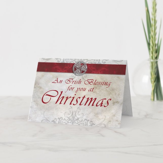 Cartes Pour Fêtes Annuelles Celtic Knot Triskelion Rouge & Green Christmas Car (Devant)