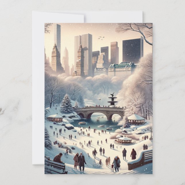 Cartes Pour Fêtes Annuelles Central Park sous la neige : Noël à New York (Devant)