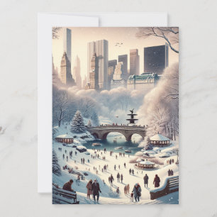 Cartes Pour Fêtes Annuelles Central Park sous la neige : Noël à New York
