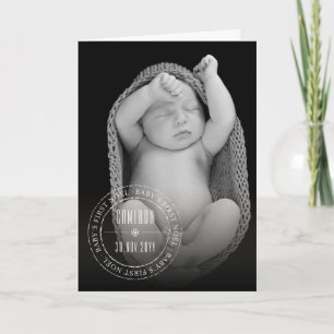 Cartes Pour Fêtes Annuelles Cercle classique Sceau embouti Baby First Noel Pho