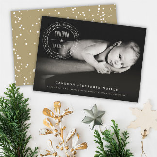 Cartes Pour Fêtes Annuelles Cercle classique Sceau embouti Baby First Noel Pho