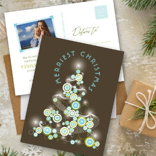Cartes Pour Fêtes Annuelles Cercles bleus mod lumineux arbre de Noël abstrait