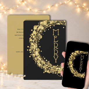 Cartes Pour Fêtes Annuelles Cercles et Étoiles sur Noël Noir Non-Photo