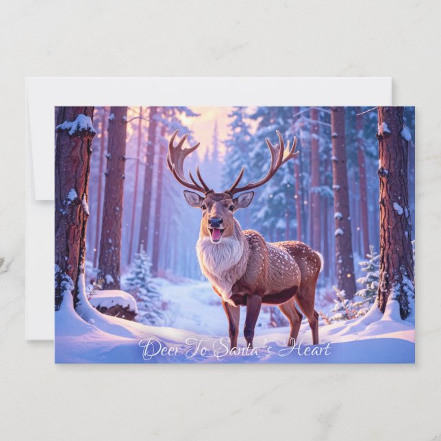 Cartes Pour Fêtes Annuelles Cerf À Père Noël Coeur - Rindeer (Devant)